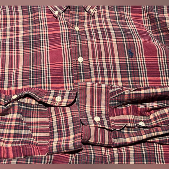 Ralph Lauren Men's Plaid Button Down Shirt - Red and Blue - Picture 5 of 5